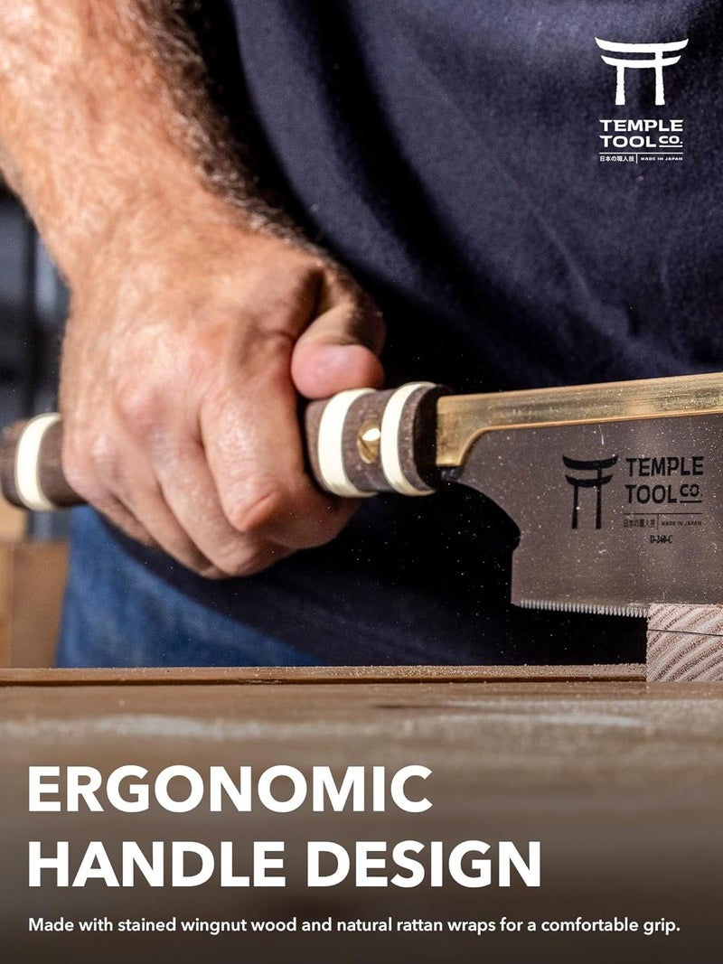 Temple Tool Co. Japanese Pull Saw - Crosscut 9.5 - Hand Saw for Joinery Crosscuts, Kumiko, Tenon Shoulders - Image 4